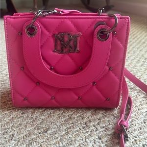 NWT Badgley Mischka Cross Body Quilted Front Bright Pink Purse